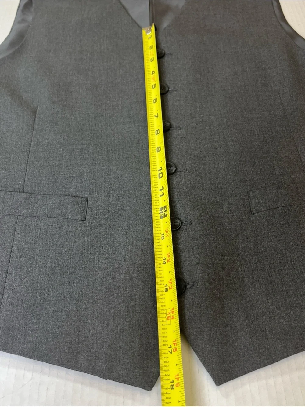 J. Ferrar Suit Vest Men's Gray V-Neck Sleeveless Button Up Lined Pockets Large